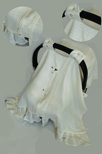 Claria&Nest Ortopedik Minderli Bebek Puset Örtüsü Seti | %100 Müslin Pamuk | Beyaz