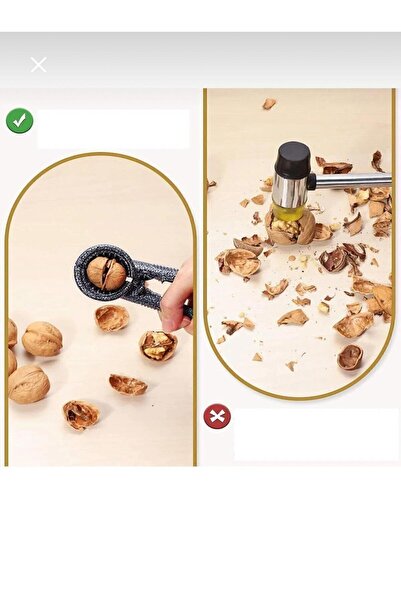 MEYA PİNE Washable Home Cast Iron Nut Cracker - Almond Hazelnut Cracker Black Set of 2