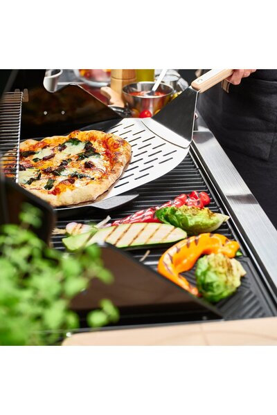 IKEA GRILLTIDER Pizza shovel, stainless steel/beech, 57 cm