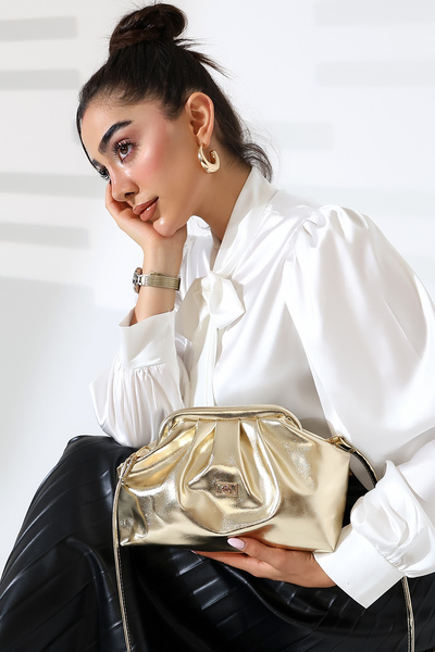 Moda Lime Portofoliu de aur pentru femei bretea crossbody și geantă modernă d...