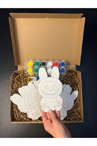 WoodStory Wooden 10 Pieces Figures 5 Paints 5 Brushes / Educational Montessor...