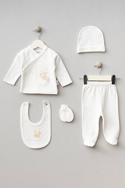 mini mia مجموعة بيبيتوف من 5 قطع مطرزة على شكل دمية دب نائم وقمر للمواليد الج...