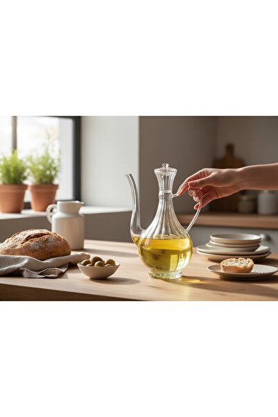 Suo Home Efsane Glorry Line 750 ml Cam Yağdanlık – Sızdırmaz Kapaklı Şeffaf Zeytinyağı Şişesi