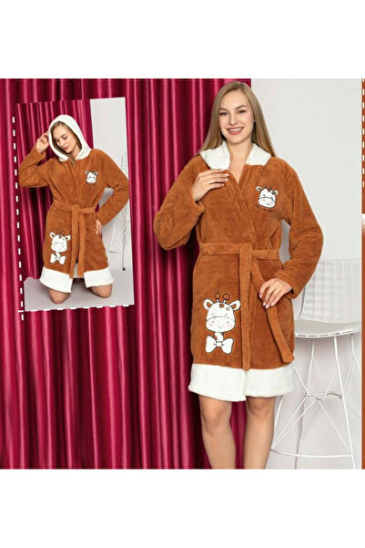 Star Fashion Women's robe cocolino, with hood and drawstring at the waist, cheerful print