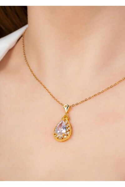 İNN JEWELLERY Çelik Kadın Özel Tasarım Tektaş Figürlü Kolye Kararmaz (2 YIL İTHALATÇI GARANTİLİ)