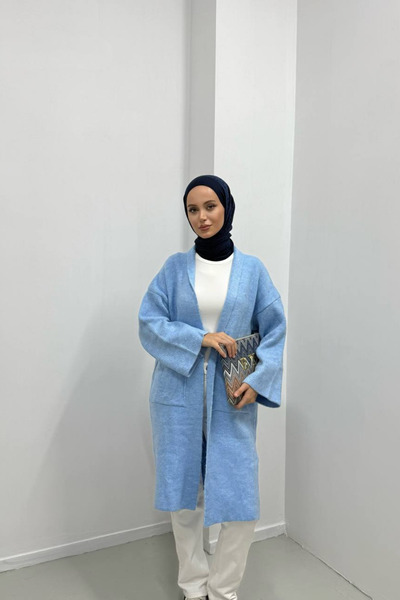 oshebu Kadın Şal Yaka Oversize Uzun Triko Hırka