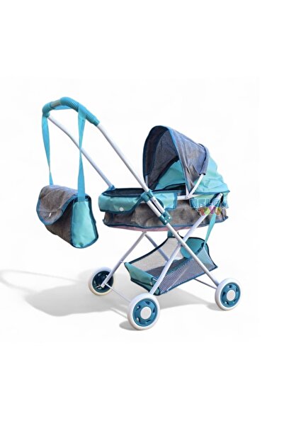 Helga Toys Carucior pentru papusi Bella cu gentuta – turquoise