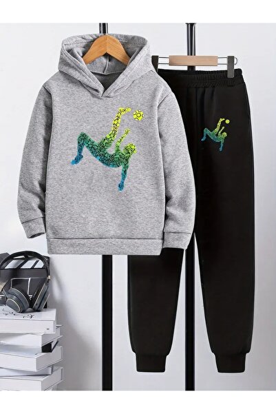 NIMBLECO Printed Hooded Sweatshirt and Trackpants Set