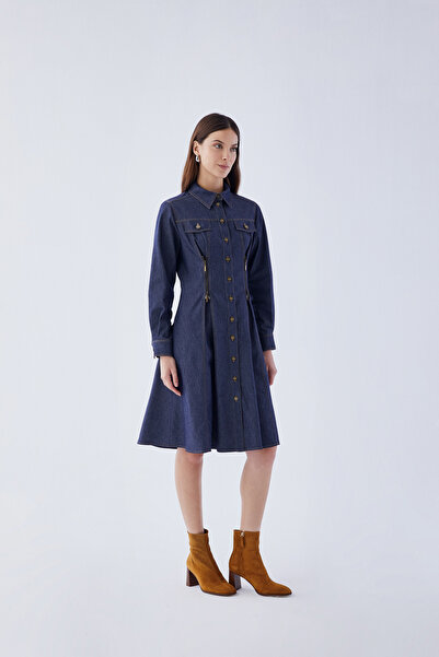 IDYL Denim Dress with Zipper and Buttons