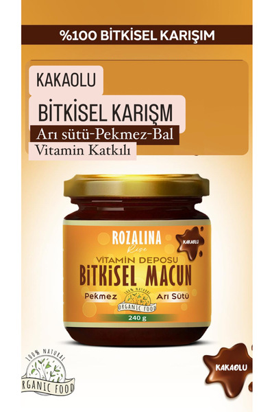 Rozalina Rise kakaolu Pekmez Vitamin Arı Sütü Bitkisel Organik Karışımlı Macun