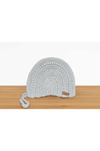 Ada Kostüm Tasarım Niva Silver Gray Half Moon Clutch Bag (Lined)