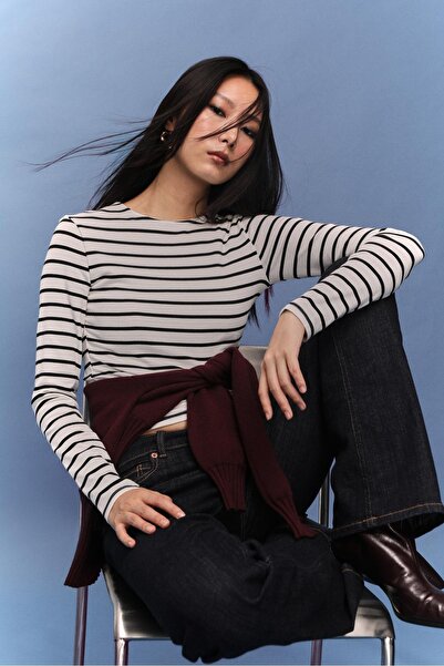 Stradivarius Basic long sleeve striped T-shirt