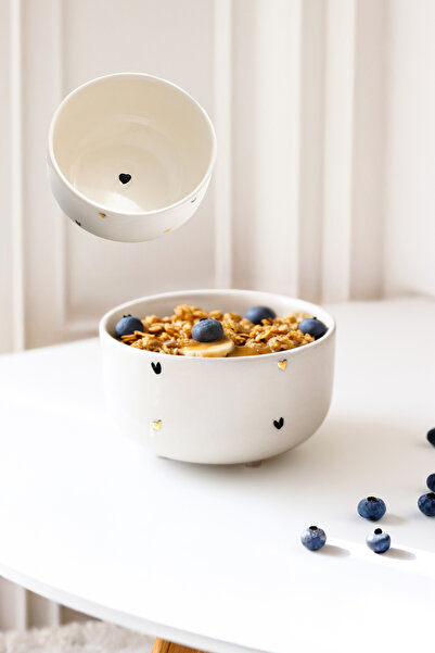 SİNEM YAMAN HOME Gold Heart 12 cm Bowl / Handmade Ceramic Bowl