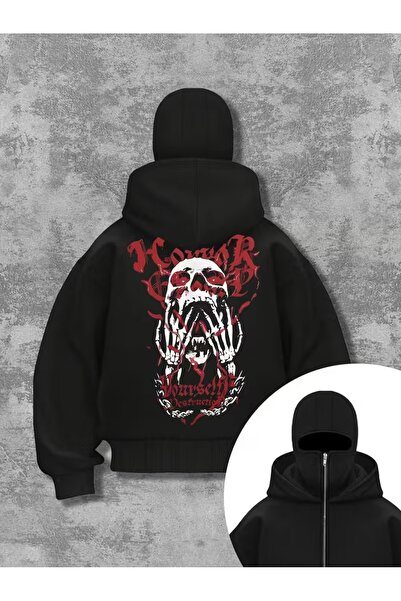 LOTS MODA Hanorac unisex Ninja cu mască de zăpadă Cardigan din lână groasă cu...