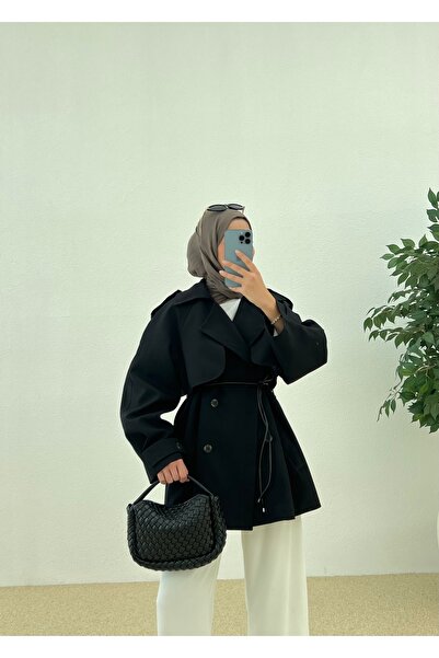 MODA AKSA DERİ İP KEMERLİ TRENÇKOT