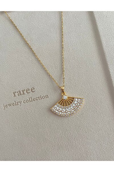 Raree Jewellery قلادة مروحية من الفولاذ المطلي بالمينا مع أحجار الزركون