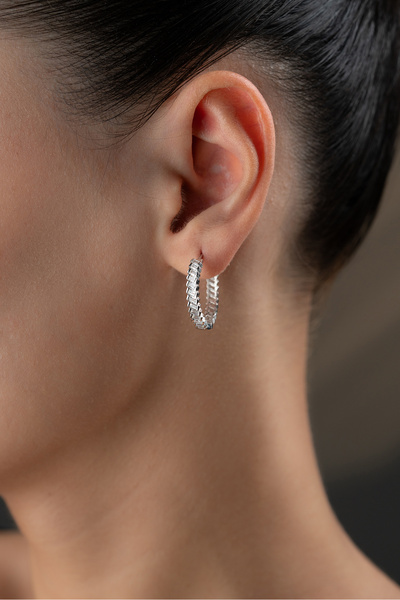 Silvano Jewelry 925 Ayar Gümüş Baget Taşlı Halka Küpe