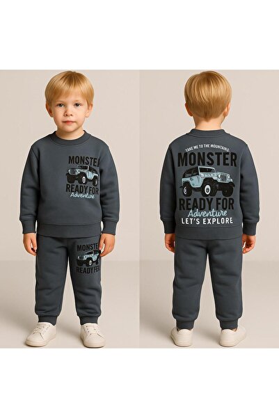 MİLANO KİDS طقم بدلة رياضية للأولاد بطبعة وحش من الأسفل إلى الأعلى
