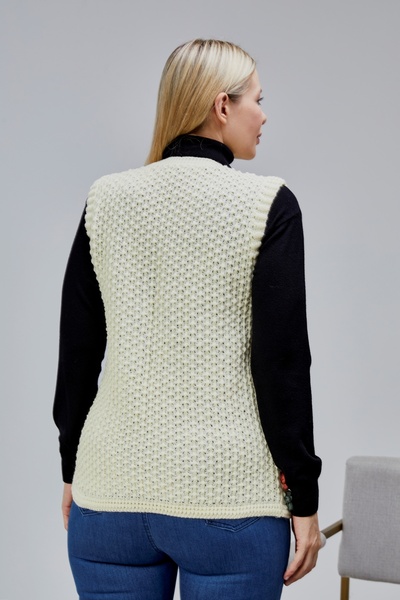 Jinx Wear Fashion Γυναικείο μεσήλικας ειδικής σχεδίασης μητρικό γιλέκο με πέρλες και πολύχρωμα λουλούδια μαργαρίτας