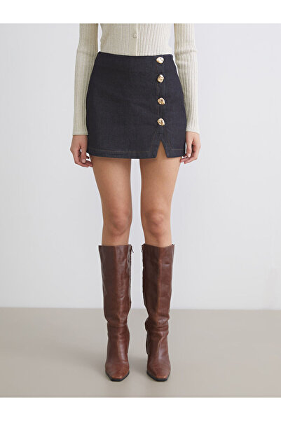 LC Waikiki Sparkling Choices from Shining Store | Skinny Fit Jean Shorts Skirt