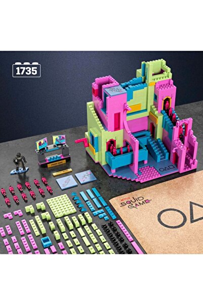 mattel Squid Game MEGA Construction Set, 1707 Pieces, Multicolor