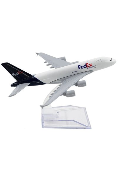 OEM Machetă avion FedEx Express Airbus A380, metal, 16 cm, scară 1:400