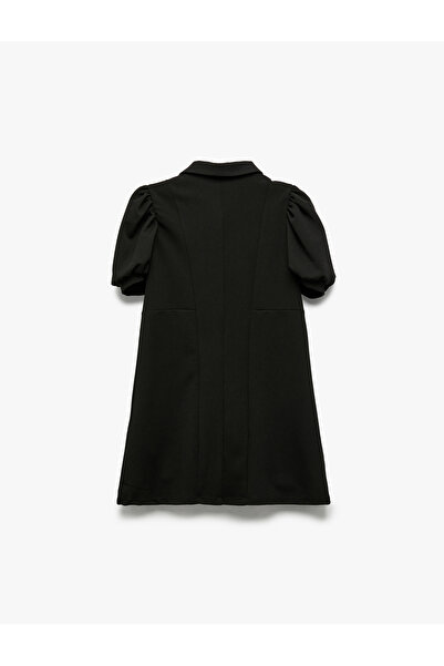 Koton Fermuar Detaylı Balon Kollu Gömlek Yaka Elbise