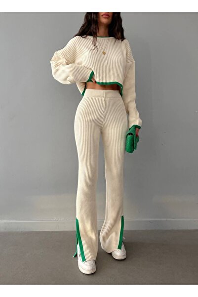 Asmil ΣΕΤ ΠΑΝΤΕΛΟΝΙ 2 ΤΕΜΑΧΙΩΝ ΜΙΛΑΝΟ ΜΕ ΛΕΠΤΟΜΕΡΗ ΣΤΙΛ 2026 ΠΡΑΣΙΝΟ-ΜΠΕΖ