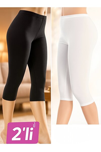 KOTA Knee-Length Capri Leggings 2-Pack (Black + White)