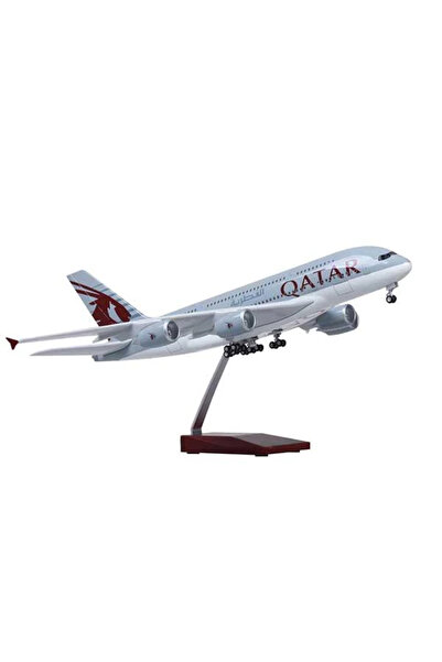 OEM Machetă de avion Qatar Airways A380, plastic dur, 46 cm, scară 1:160