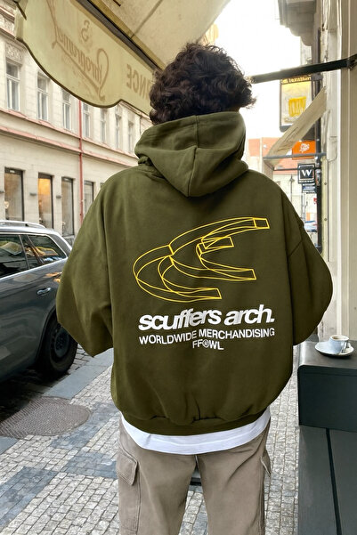 CLASSY.MODA Oversize Hooded Sweatshirt – Unisex with Scuffers Arch Text and Graphic Print