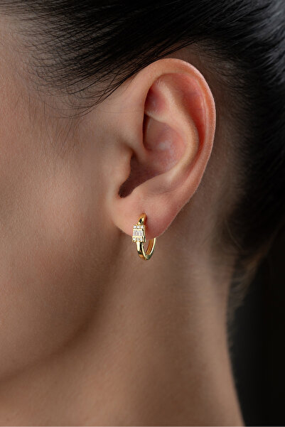 Silvano Jewelry 925 Ayar Gümüş Baget Halka Küpe