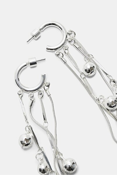 Stradivarius Uzun Halka ve Boncuklu Küpeler