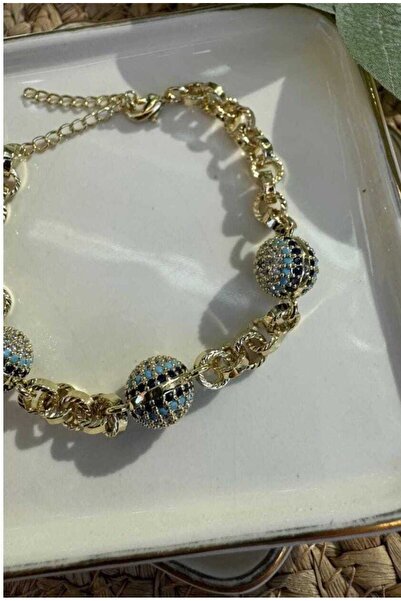 bies butik سوار من الفولاذ المقاوم للصدأ مزين بخرز العين الزرقاء العصرية