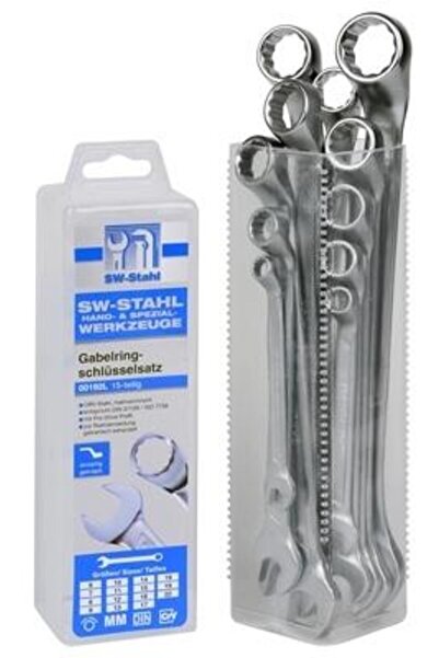 SW-Stahl Set de 15 chei combinate PRO DRIVE SW00192L, cu cap inelar și fix, dimensiuni 6-22 mm, oț