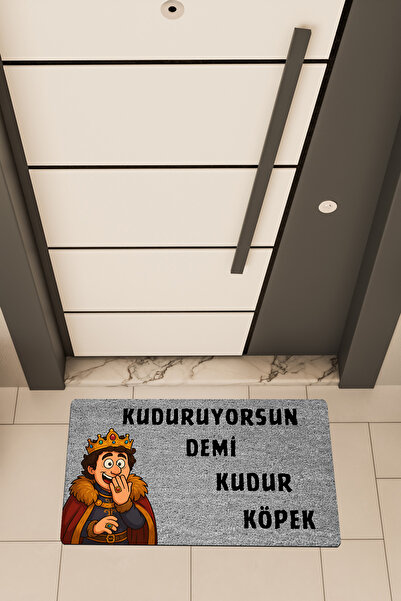 Dormot High-Quality Digital Printing Gray, Prince, Cartoon Kudur Dog-Themed Doormat