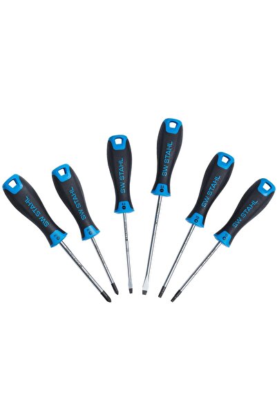 SW-Stahl Set de 6 șurubelnițe SW32815L - Drept, Cruciform, Torx: 4.0 mm, 5.5 mm, PH1, PH2, T20, T2