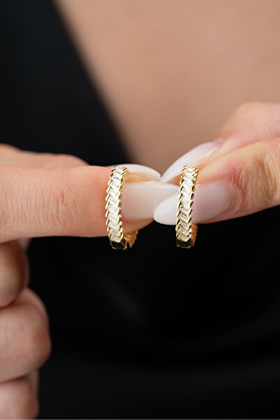 Silvano Jewelry 925 Ayar Baget Taşlı Halka Küpe