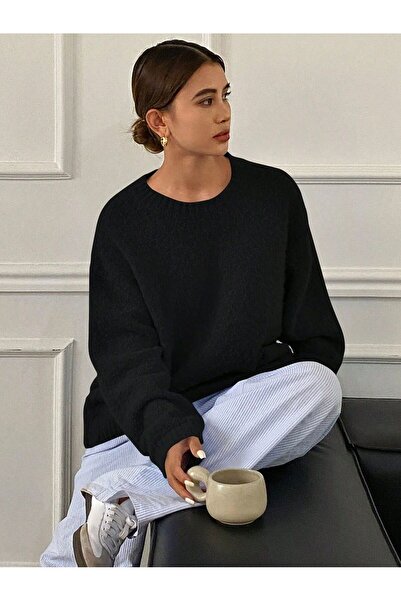 moda mh TRIOU DE BAZĂ CU Gâtul Rotund, Textura Moale, Mărime Oversize, Pulove...