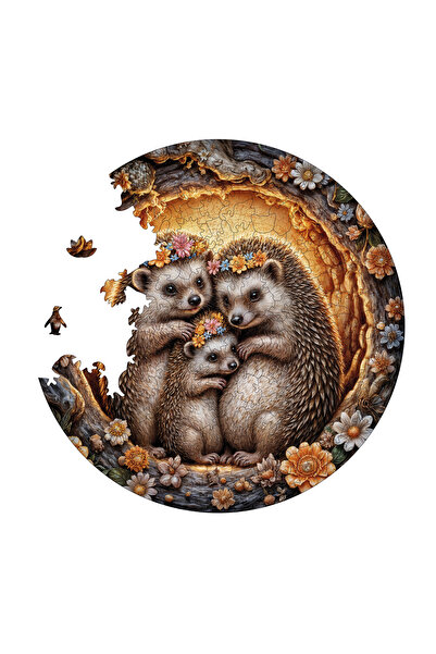 WePuzzleUp Wooden Puzzle - Hedgehog Family - 252 Pieces, 29X29 cm
