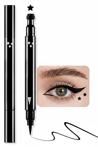 Femmelogy Yıldız Desenli Çift Taraflı Eyeliner Stamp Suya Dayanıklı Akmayan Siyah Damga Kalem