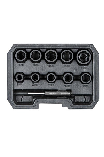 SW-Stahl Set of 11 spiral fluted inserts, size 3/8", lengths between 8 and 19 mm