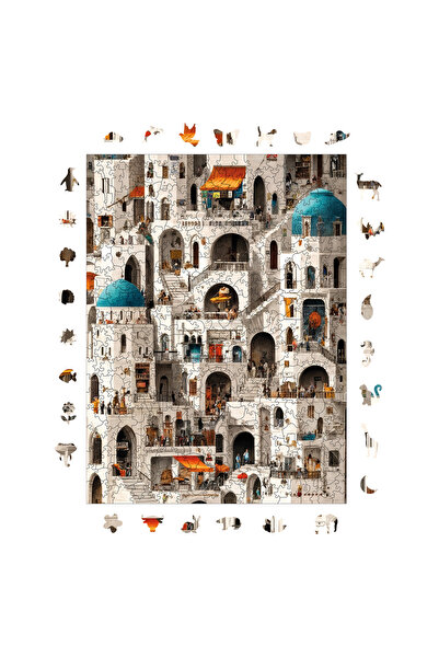 WePuzzleUp Wooden Puzzle - Maze Houses - 450 Pieces, 29X39 cm