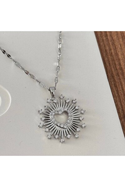 TURKAFONE قلادة القلب العتيقة الفضية