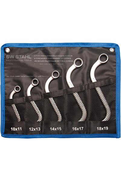 SW-Stahl Set de 5 chei inelare duble în formă de S, dimensiuni 10-19 mm