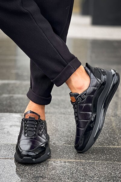 Zerenyus Αθλητικό ανδρικό παπούτσια Sporty Runner Premium από μαύρο λουστρίνι