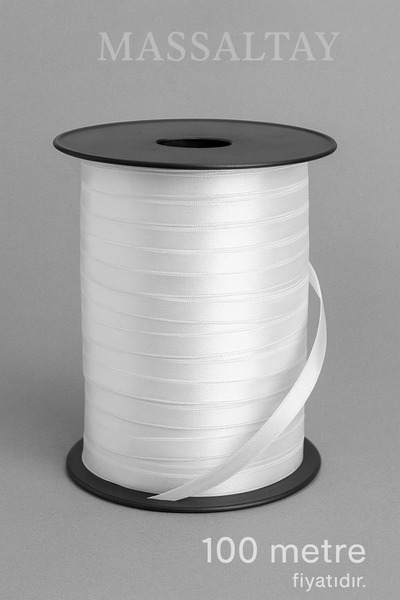 Massaltay White Satin Ribbon 1 cm 100 Meters Bow and Decoration Material