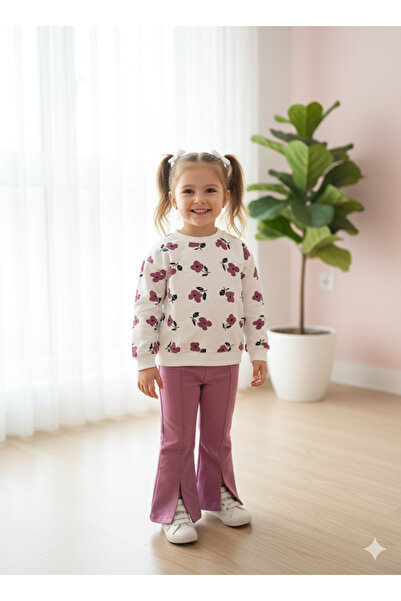 Selvira Set din bumbac pentru fete – Bluză cu imprimeu floral și pantaloni ro...