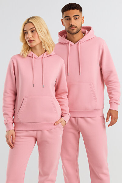 CLASSY.MODA Unisex Basic Basic Oversize με κουκούλα με 3 κλωστές, άνετο σετ αθλητικών φορμών με τσέπες καγκουρό