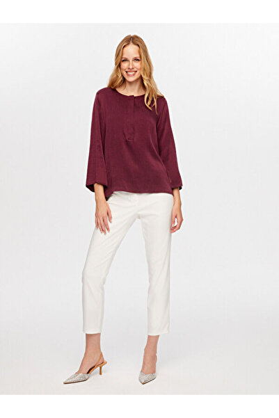 Faik Sönmez Ağaç Kabuğu Desenli Uzun Kollu Şık Bluz W26BLZ012